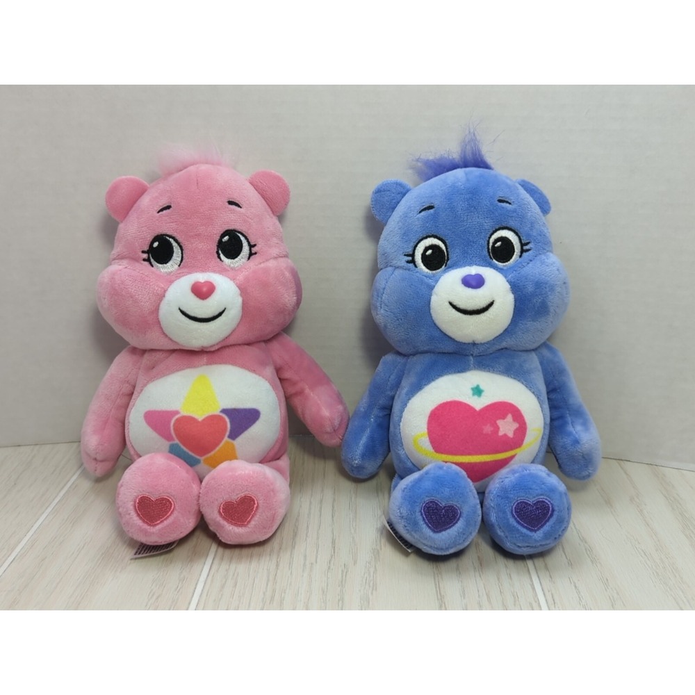 Care Bears True Heart Daydreamer basic Fun 10-11" pink purple plush teddy lot 2